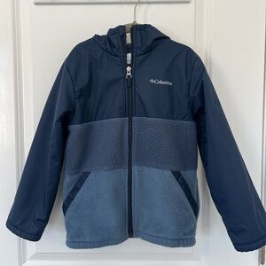 Columbia Kids XS 6/7 Blue Hooded Fleece Jacket Full Zip